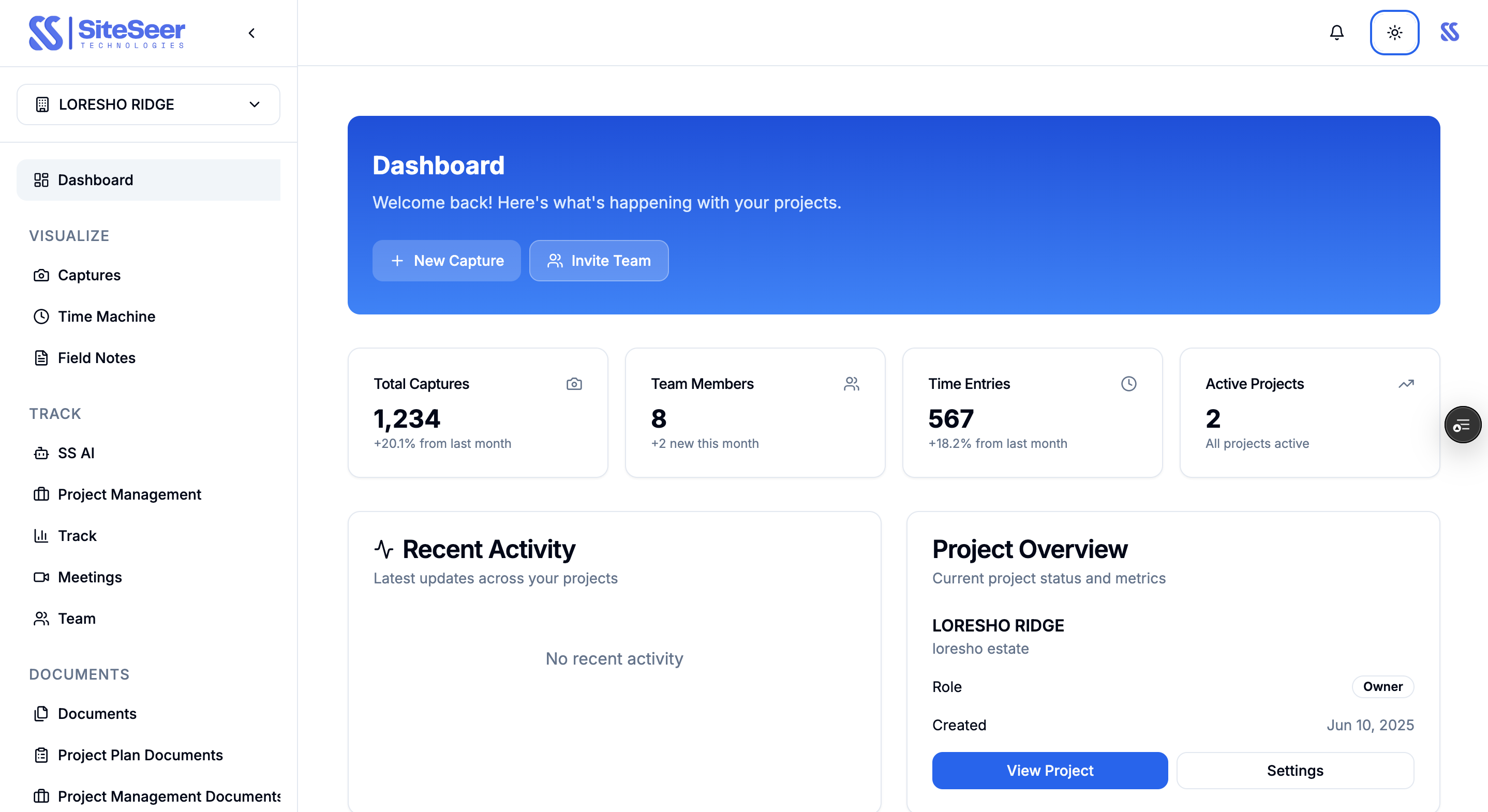 SiteSeer Construction Management Dashboard
