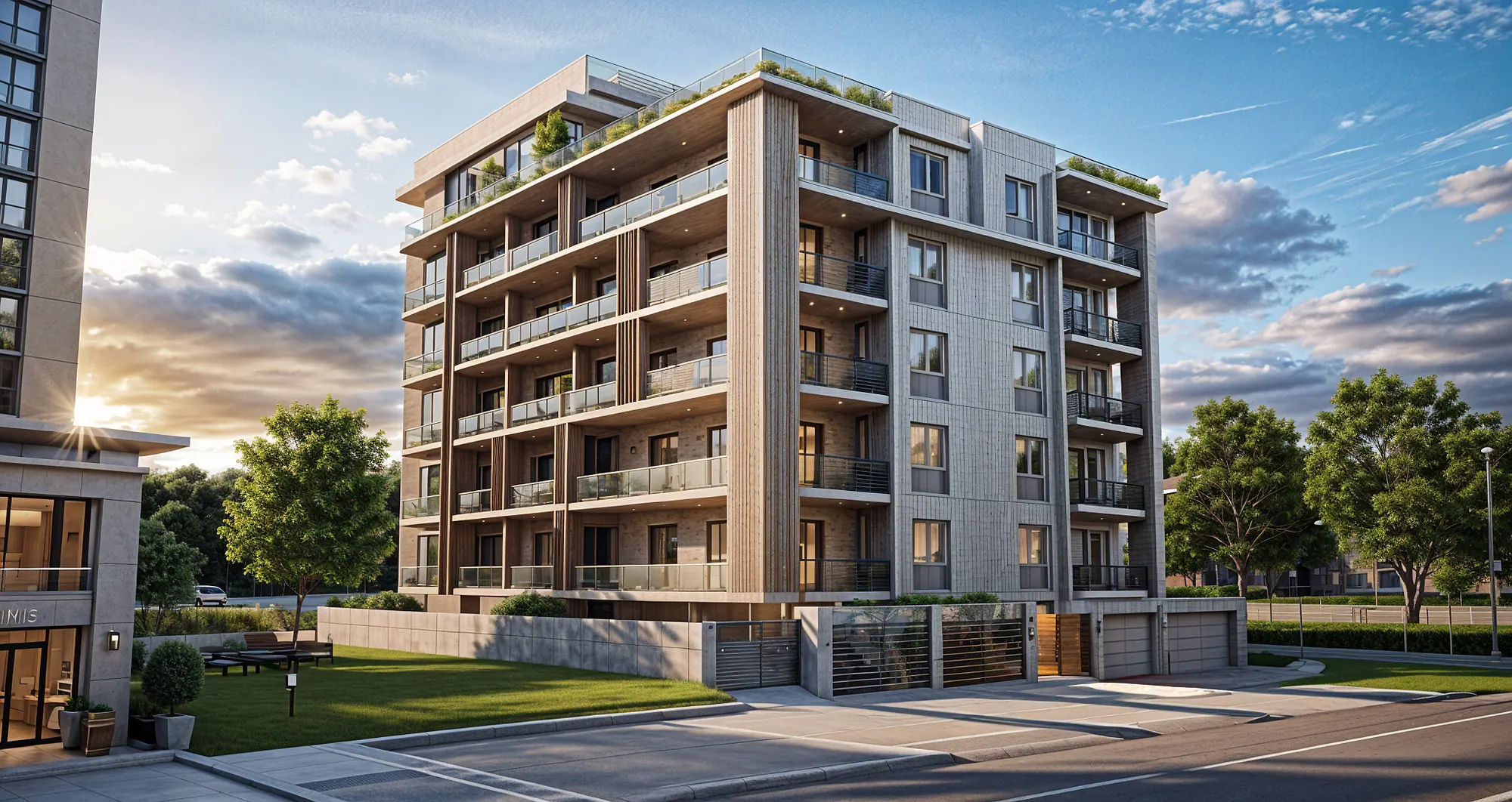 Rendering of a finished apartment block
