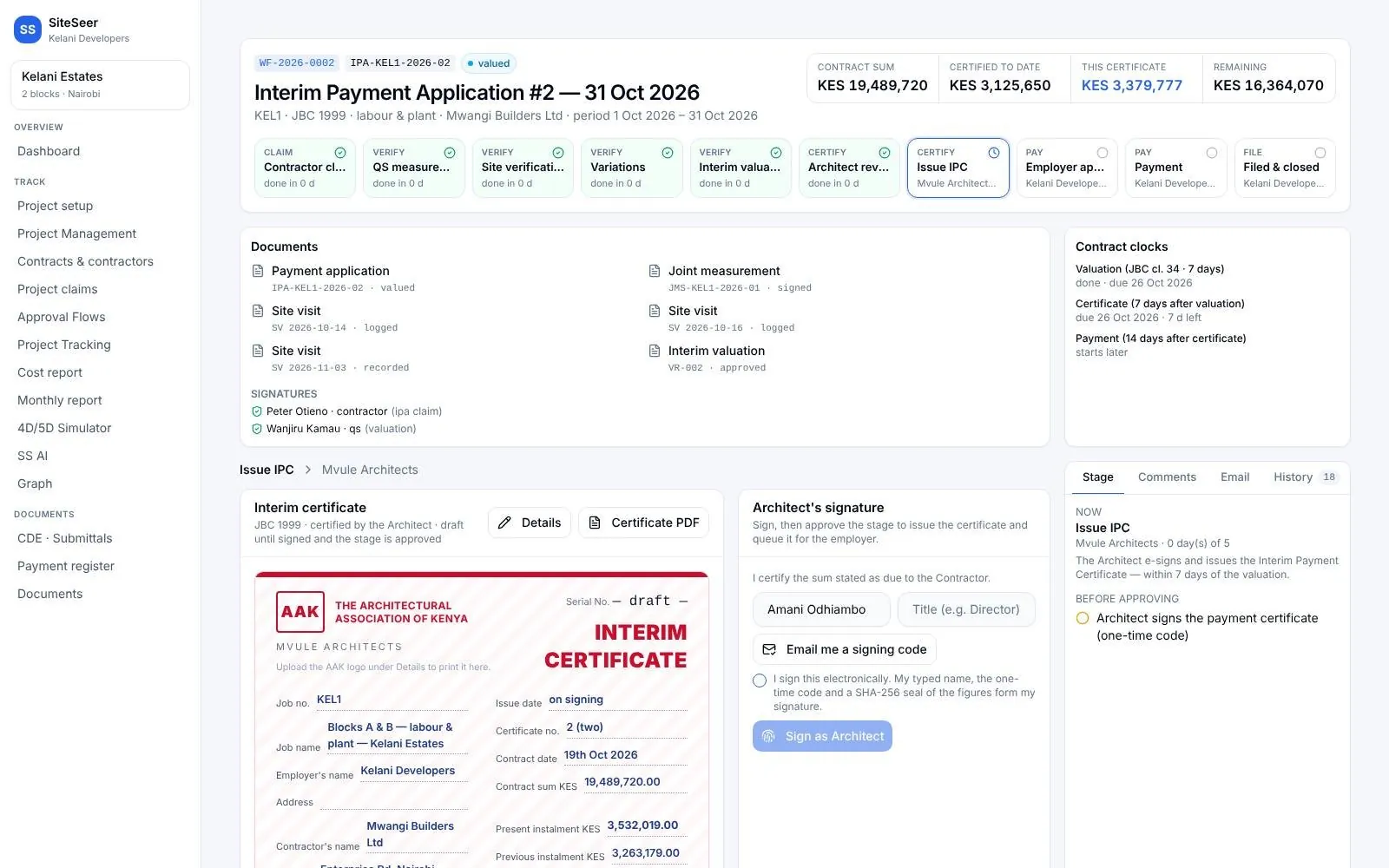 Interim payment certificate